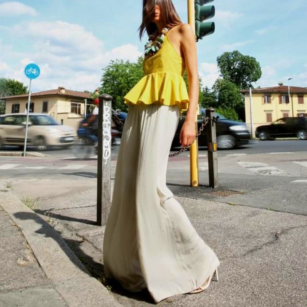 ZARA SATIN EFFECT ELASTIC WAIST PANTS